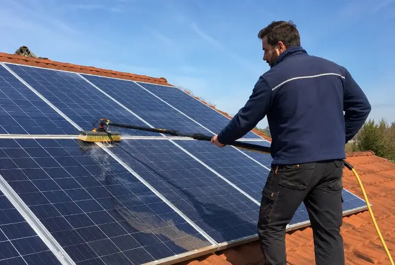 Nettoyage et entretien de panneaux solaires à la Plaine